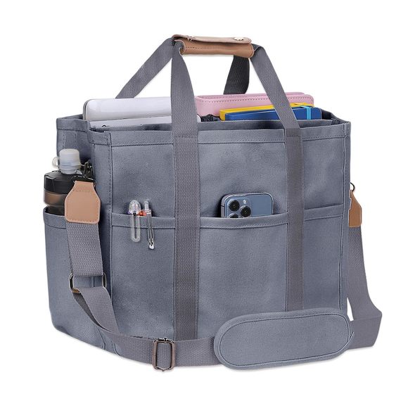 Multi Pocket Tote Bag Canvas Crossbody Bags Work Shoulder Bag Multifunction UwU - Picture 1 of 6